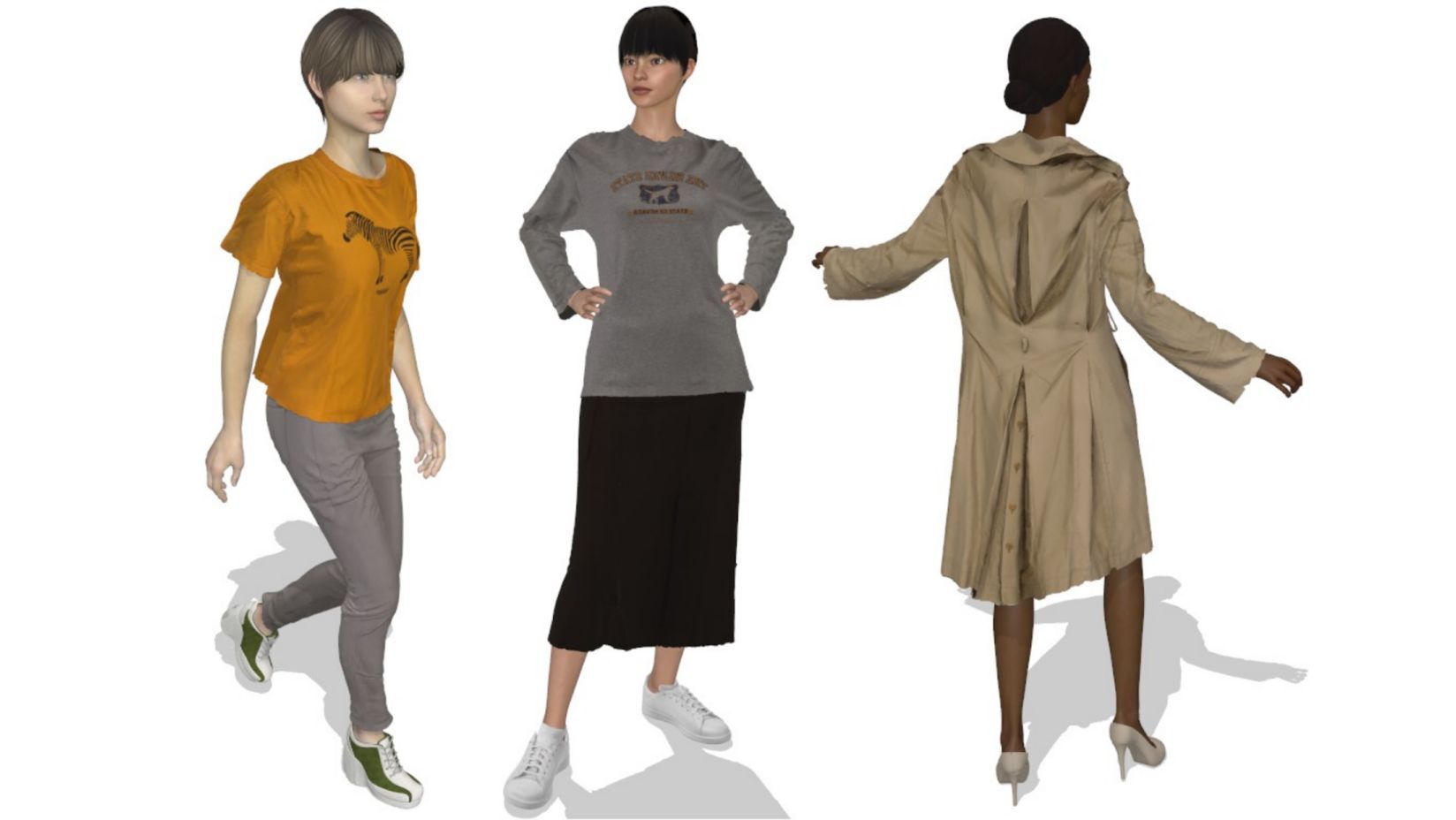 図2 提案手法で抽出した衣服を利用したシミュレーションの結果例