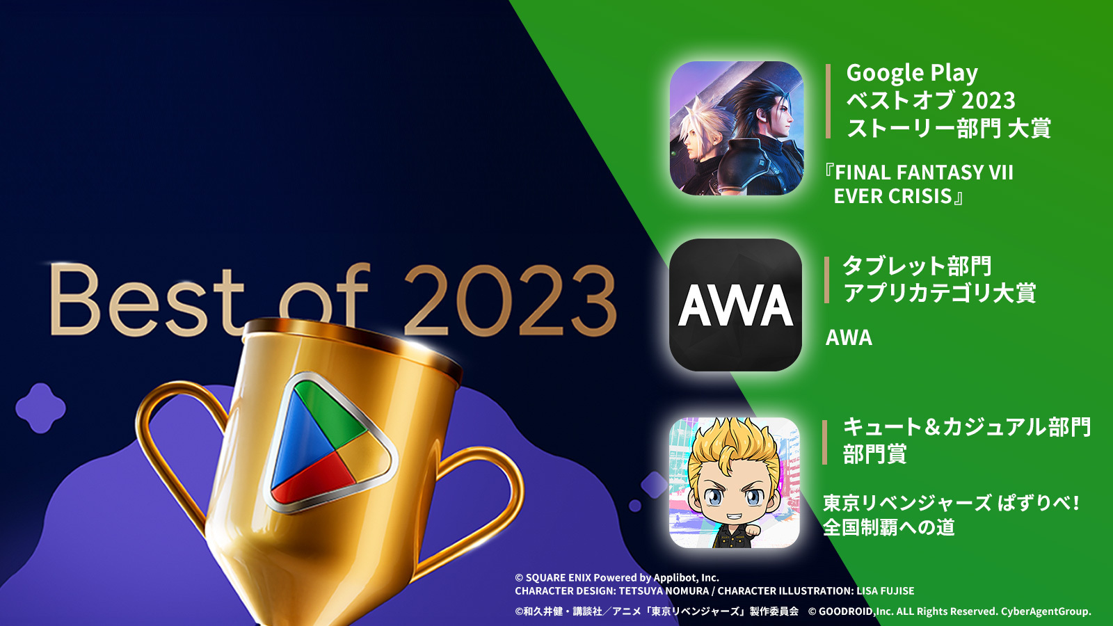 Google Play ベスト オブ 2023」にて『FINAL FANTASY VII EVER CRISIS 